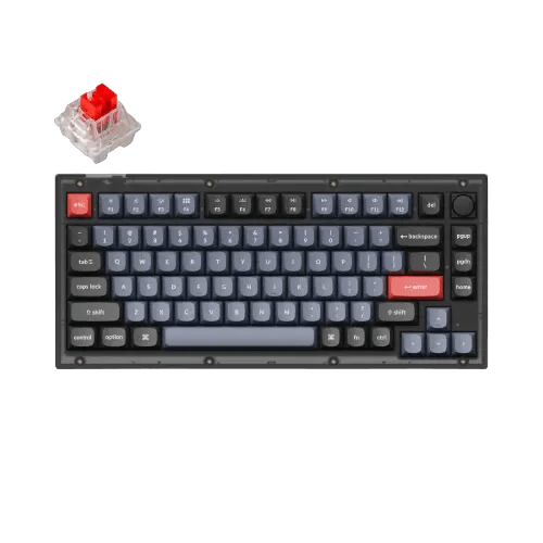 Keychron V1 QMK Frosted Black Fully Assembled Knob RGB Hot-swappable Red Switch Custom Mechanical Keyboard